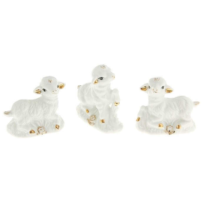 Сувенир Милые белые барашки, в наборе 3 шт