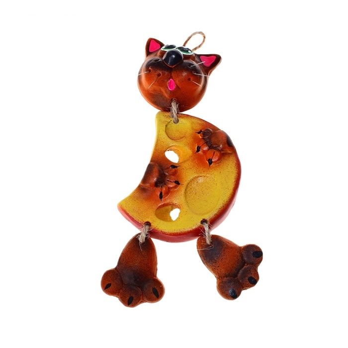 Сувенир Кот висячий с сыром 17см 212