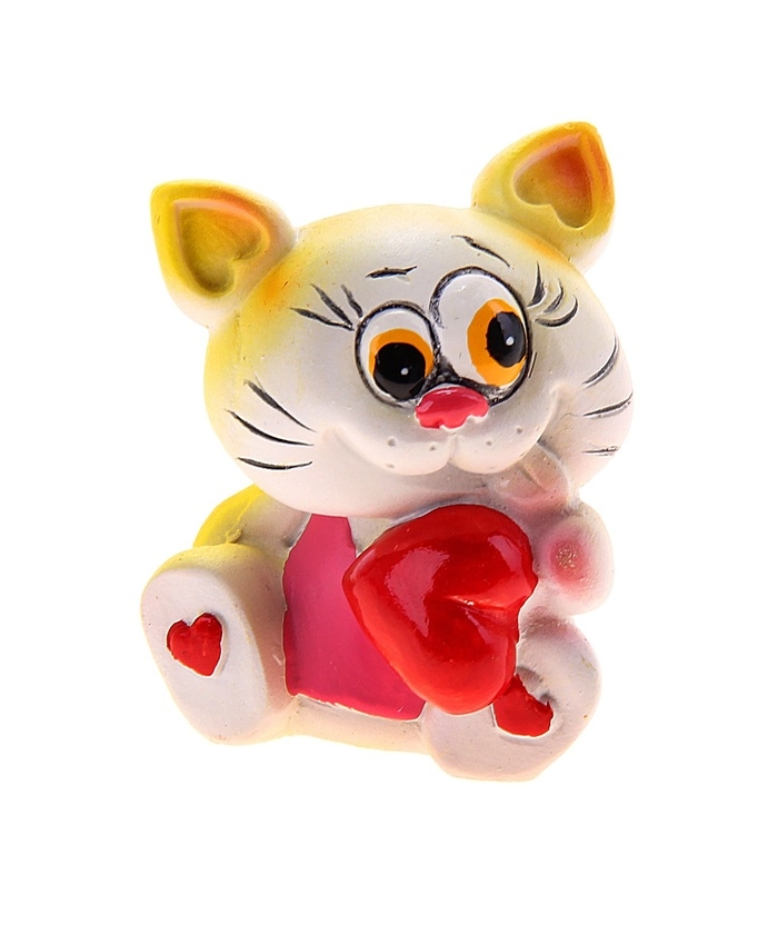 Сувенир Котёнок милый с сердечками, МИКС