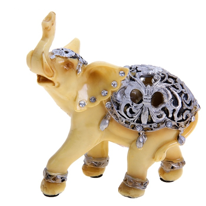 Сувенир Слон кремовый в декоративной попоне, МИКС