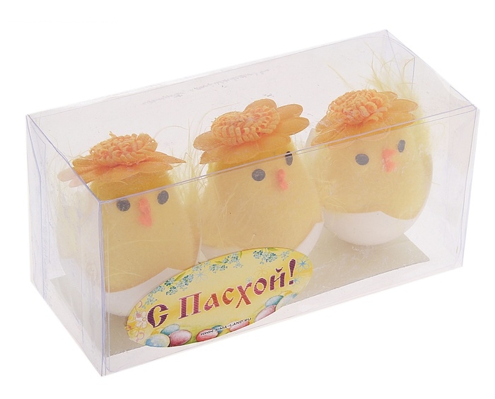 Сувенир цыпа с шляпкой в скорлупе (набор 3 шт)