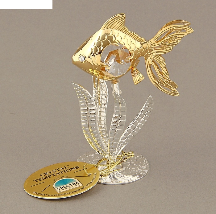 Сувенир Рыба на водорослях с хрусталиками сваровски