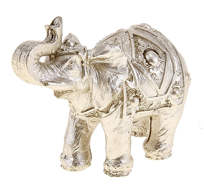 Фигурка Слон серебристый с жемчугом на попоне