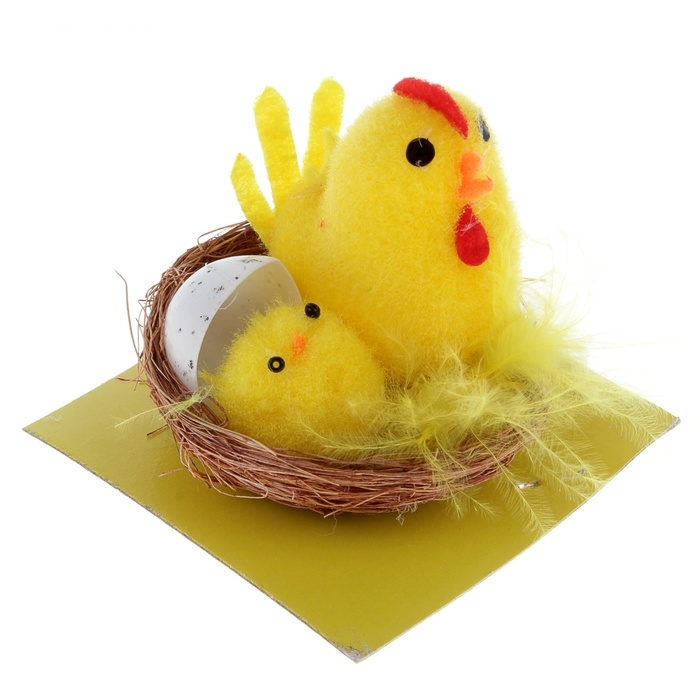 Сувенир цыпа в корзинке с цыпленком h=4 см