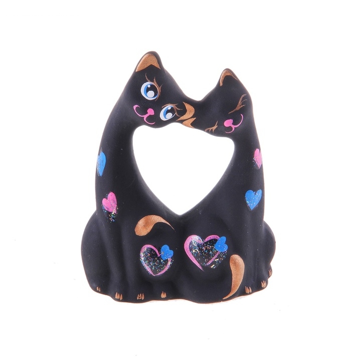 Сувенир Коты влюбленные малые черные 074 10см