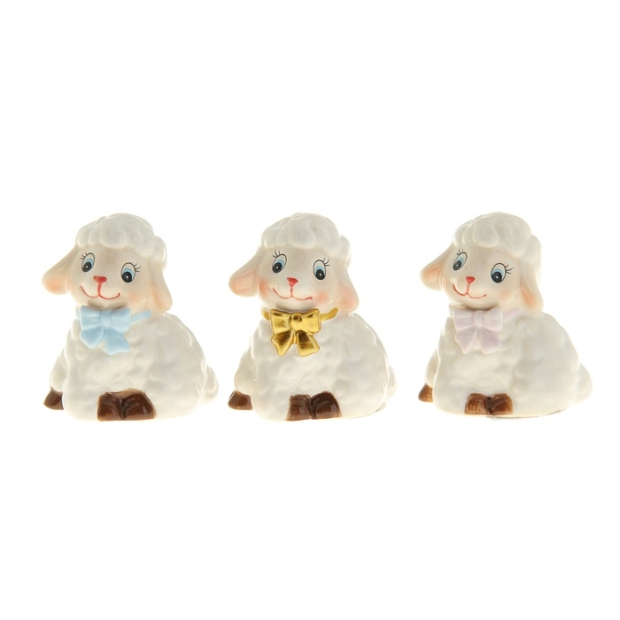 Сувенир Барашек с бантом лежит, МИКС