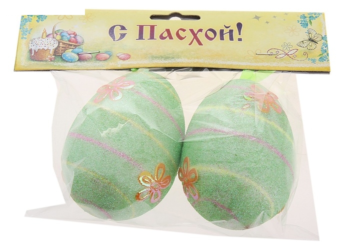 Сувенир-яйцо Спиралька с блестками, цвет зеленый, набор 2 шт