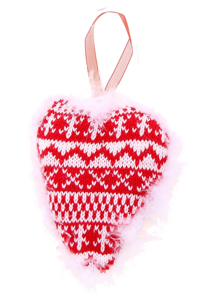 Сувенир Сердечко с пушком красное