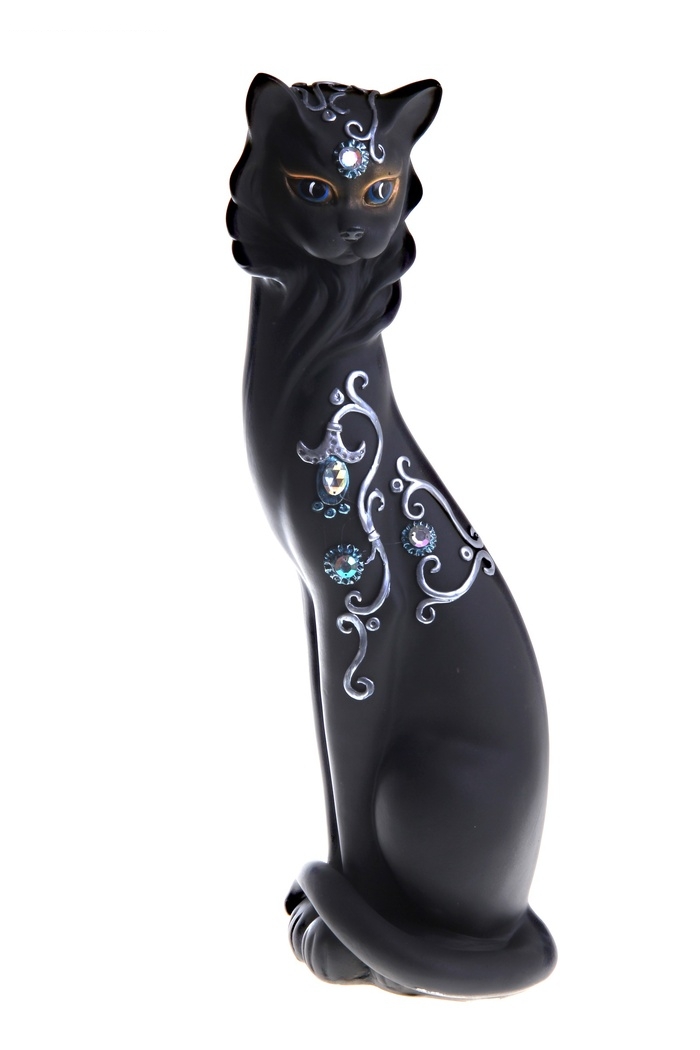 Сувенир Кошка Маркиза со стразами, черная