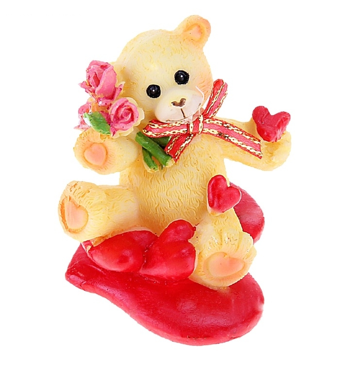 Сувенир Мишка с бантом с сердцами, МИКС