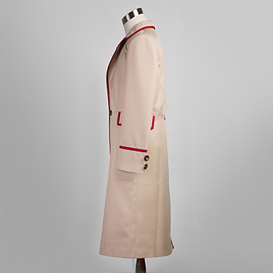 Кто костюм доктора пятой Red Stripe Бежевый Мужчины Coat,