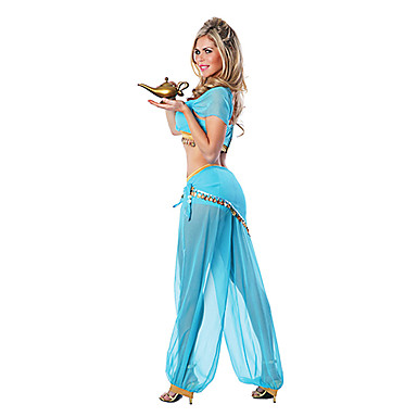 Сексуальная Аладдин Genie Синий полиэстер женщин Хеллоуин костюм