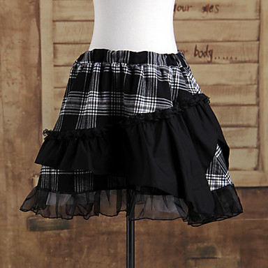 Короткие Черный шаблон проверки хлопок сладкий Лолита юбка