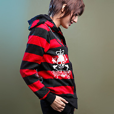 Классический длинным рукавом полосатый хлопок Панк Лолита Пальто