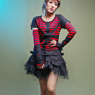 Длинные рукава полосой Pattern Хлопок Лолита nk футболки