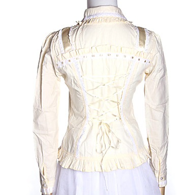 Длинные Sleelve Бежевый хлопок сладкий Лолита блузка с заклепками