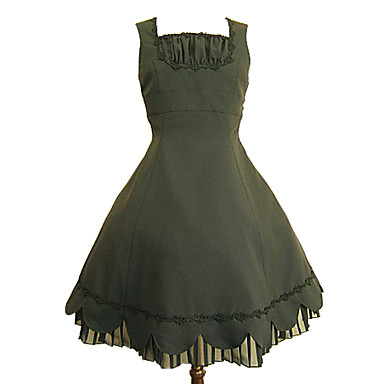 Рукавов длиной до колена черный хлопок Классический платье Лолита