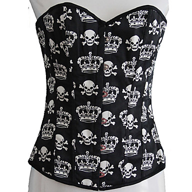 Черный череп и Crown атласная Панк Лолита корсет