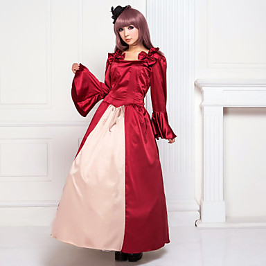 Элегантный аристократ Flare рукавом длиной до пола, красного атласа классический Лолита платье