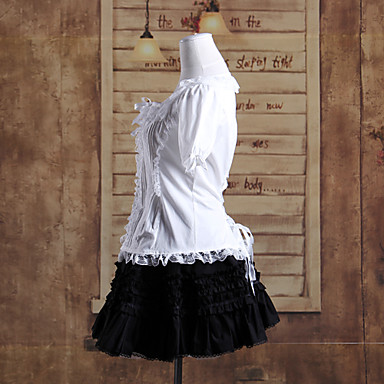 С коротким рукавом белая блузка короткой черной юбке хлопок Классическая Лолита техники