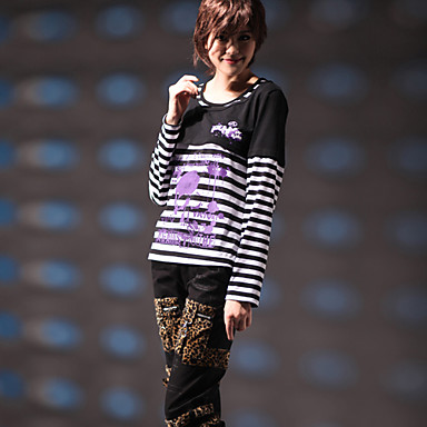 С длинным рукавом Выкройка Stripes Панк Лолита футболка