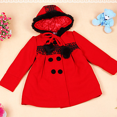 Лолита длиной до колена с длинным рукавом Красная Kid хлопок пальто (длина: 68 см, грудь: 86cm)