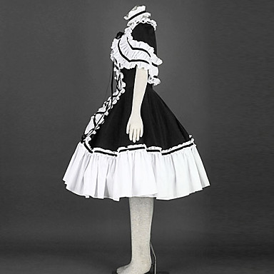 Без рукавов длиной до колен черного и белого хлопка Shiro и Kuro Лолита платье