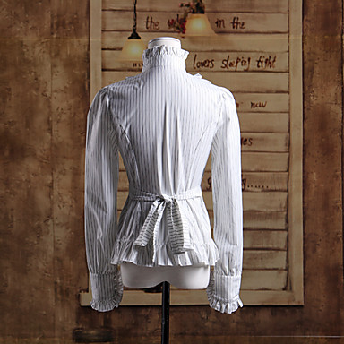 Длинные рукава оборками Белый хлопок Классическая Лолита блузка