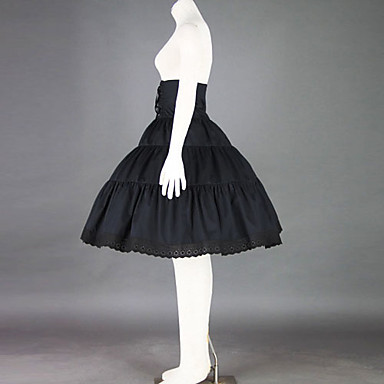 Длиной до колен черного хлопка Готическая Лолита юбка