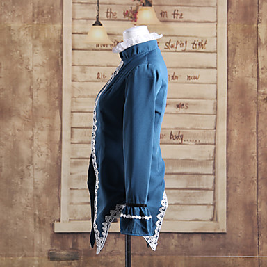 воротник стойка с длинным рукавом синего хлопка Лолита готической пальто