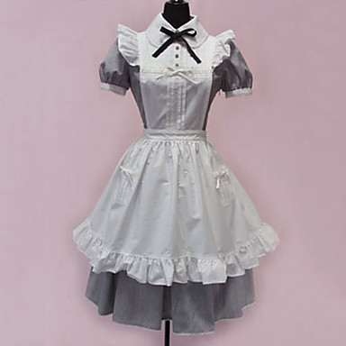 Короткий рукав короткий хлопок Maid Cosplay Лолита платье Сладкий с Фартук