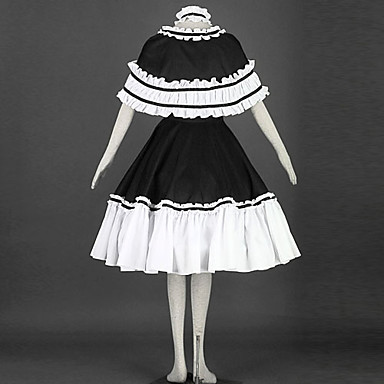 Без рукавов длиной до колен черного и белого хлопка Shiro и Kuro Лолита платье