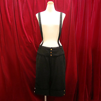 Dandy Ouji Black Velvet Подтяжки школы Лолита Брюки