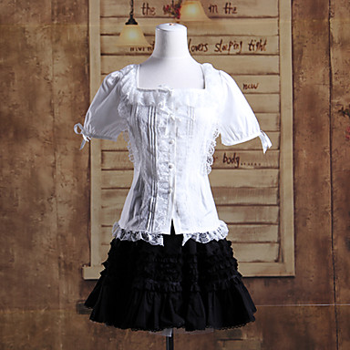 с коротким рукавом белая блузка короткую черную юбку хлопка классический Лолита снаряжение