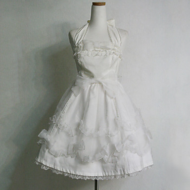 Рукавов длиной до колена белый хлопок шифон принцессы Лолита платье