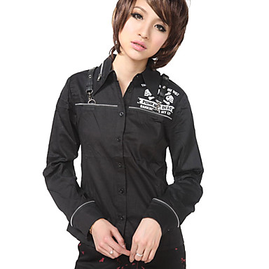 Темнота череп с длинным рукавом хлопок Лолита nk Shirt (2 цвета)