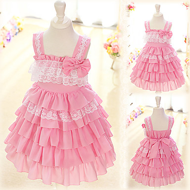 Лолита длиной до колен шифон рукавов Детские платье с кружевами (Длина: 56см, грудь: 48cm)