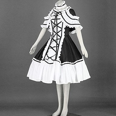 Без рукавов длиной до колен черного и белого хлопка Shiro и Kuro Лолита платье