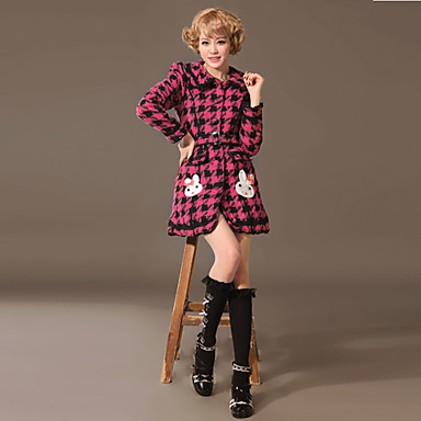 С длинным рукавом большие чеки Pattern хлопок сладкий Лолита Пальто