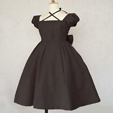 С коротким рукавом длиной до колен Браун Хлопок Классический платье Лолиты