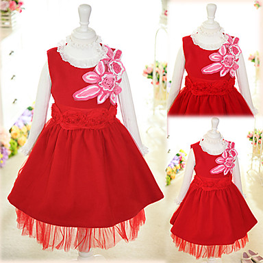 Лолита длиной до колен без рукавов красные шерстяные Детское платье (Длина: 56см, грудь: 62cm)