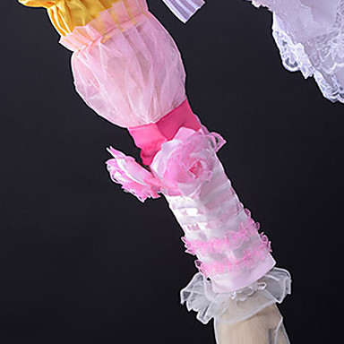 Рукавов белого кружева розового атласа сладкий платье Лолиты