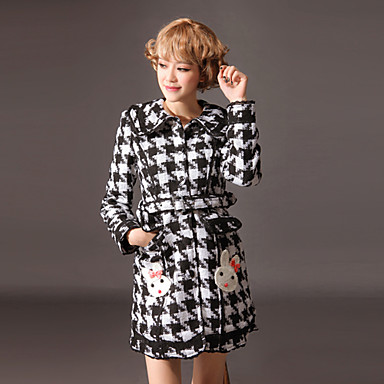 С длинным рукавом большие чеки Pattern хлопок сладкий Лолита Пальто