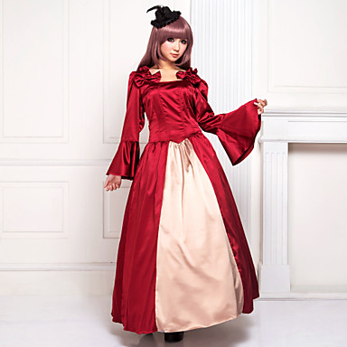 Элегантный аристократ Flare рукавом длиной до пола, красного атласа классический Лолита платье