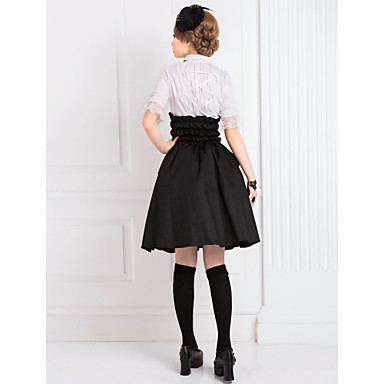 Гольфы Передняя Frilled Классический черный хлопок Лолита юбка
