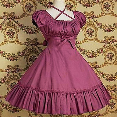 С коротким рукавом длиной до колен re Color Cotton классический Лолита платье