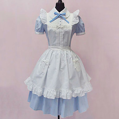 Короткий рукав короткий хлопок Maid Cosplay Лолита платье Сладкий с Фартук