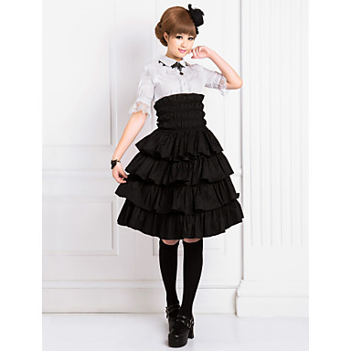 Гольфы Передняя Frilled Классический черный хлопок Лолита юбка