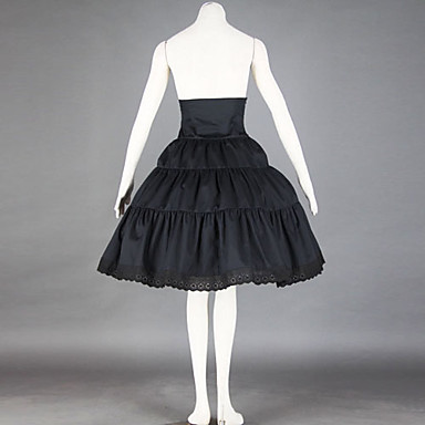 Длиной до колен черного хлопка Готическая Лолита юбка