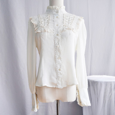 Длинные рукава босоножки белого кружева Классическая Лолита блузка